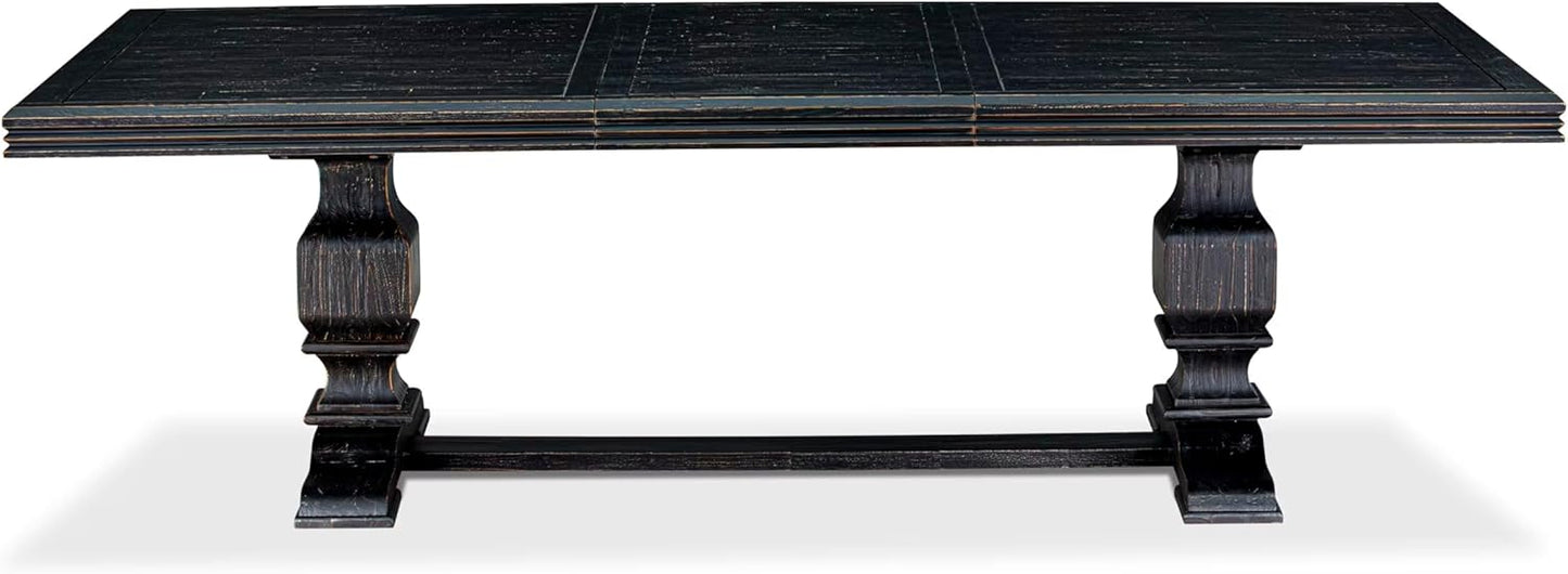 NKCY9-SBB-33 9-Piece Kitchen Table Set Includes a Dining Table and 8 Brown Textured Polyester Fabric Dinner Chairs with High Back, 44x100 Inch, Sand Blasting Black