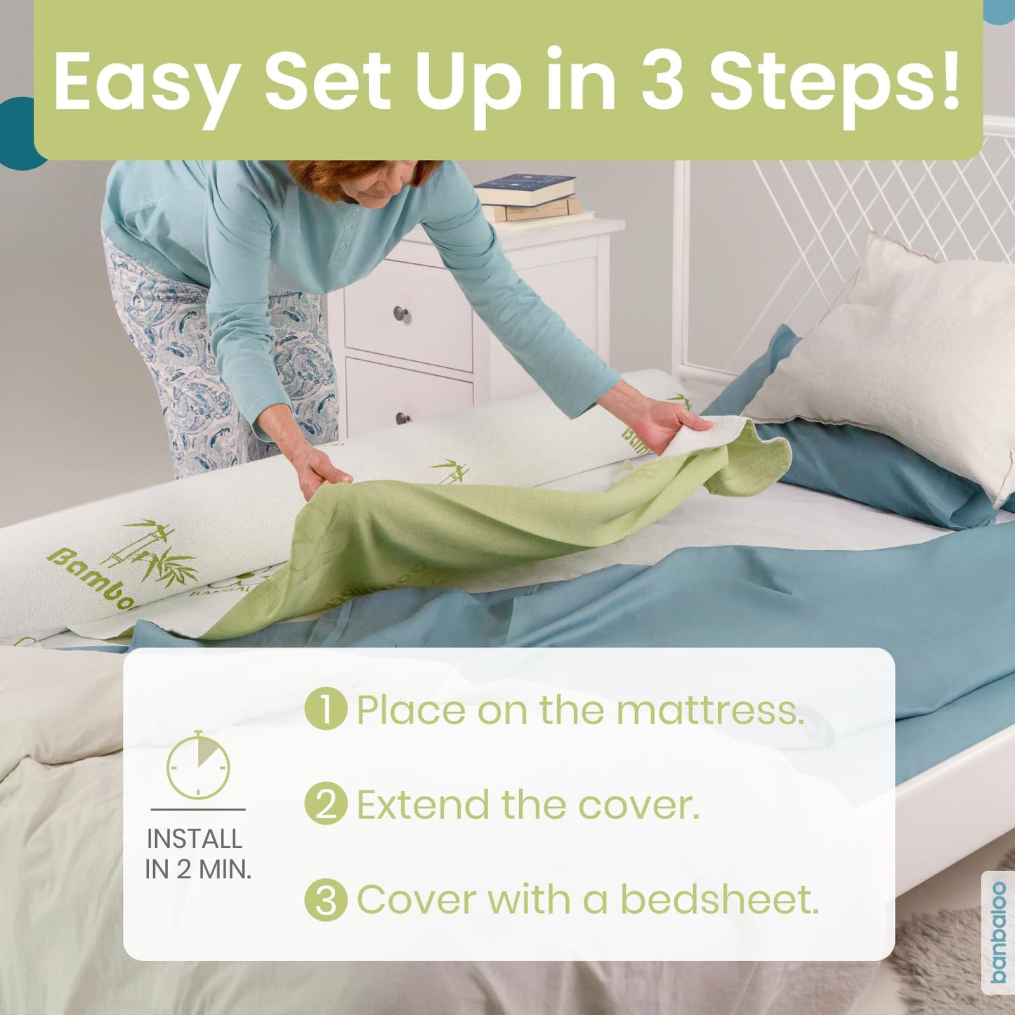 BANBALOO | Bed Bumper for Toddlers - Premium Model | XL Bed Barrier with Mattress Cover | Toddler Bed Bumper | Easy Setup and Quick Installation | Queen, King, Twin, Full-Size Bed | Foam