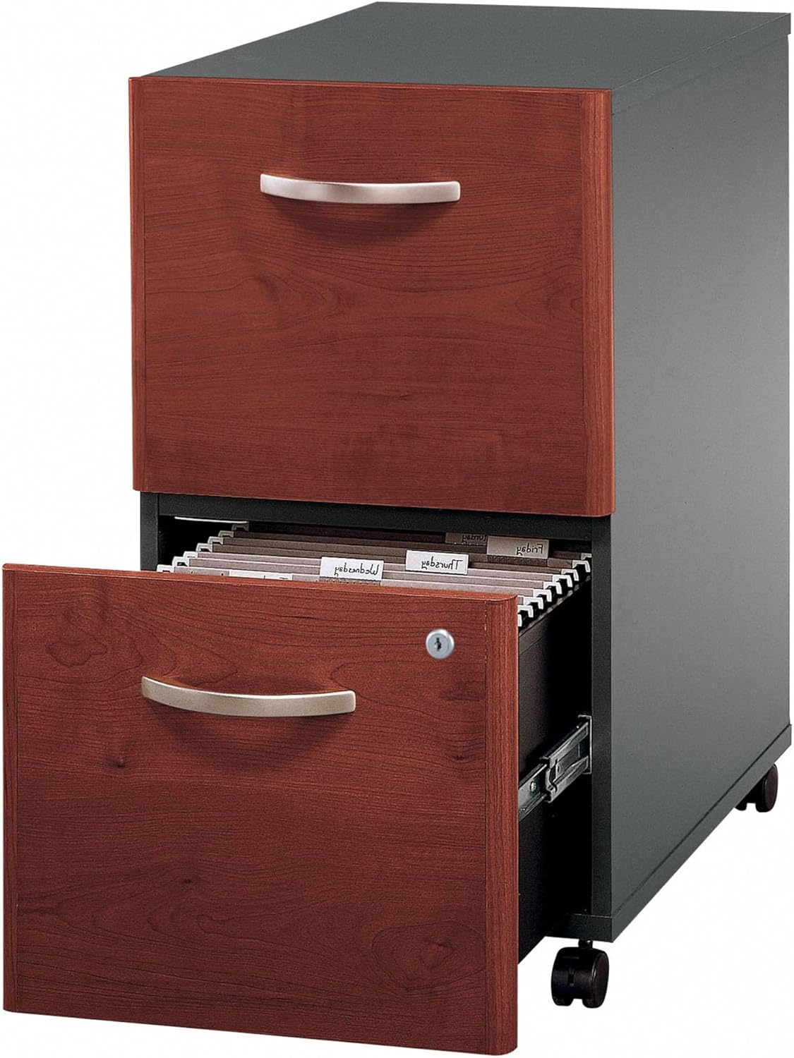 Bush Business Furniture Series C 2 Drawer Rolling File Cabinet in Hansen Cherry - Assembled, Mobile Document Storage for Home or Professional Office