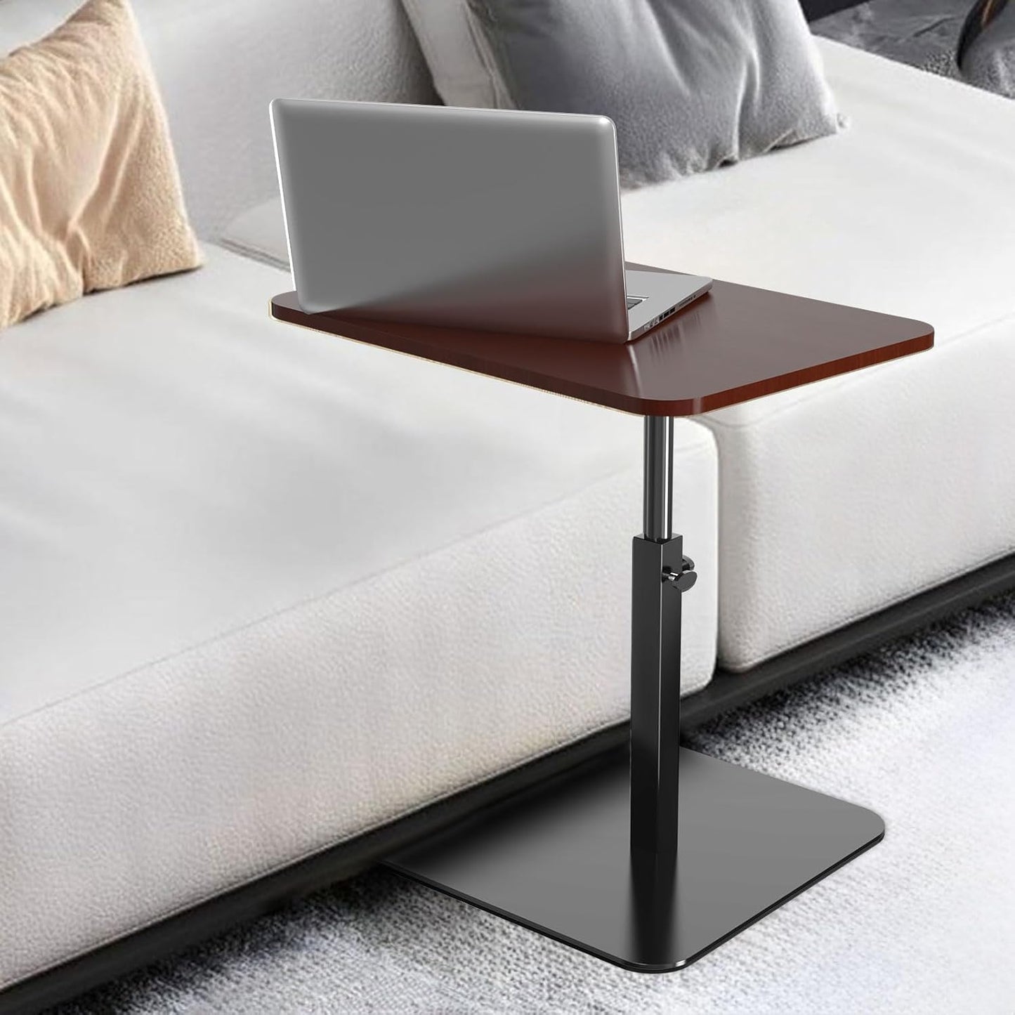 C Table for Sofa, C Table Adjustable Height, Living Room/Bedroom Small C Side, Tables for Small Spaces Table, Living Room Table, Bedroom Table, Bedside Table(Pine Wood) (Walnut Color)