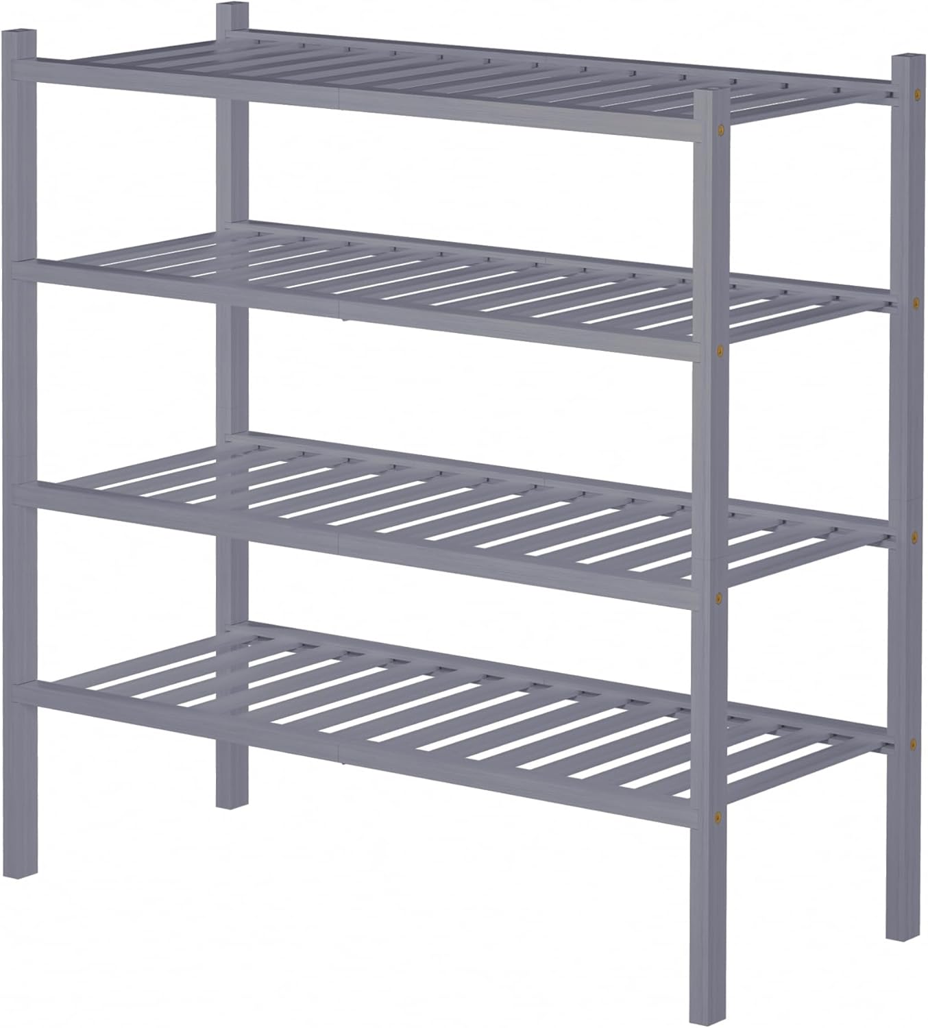 4 Tier Bamboo Shoe Rack for Closet Free Standing Wood Shoe Shelf for Entryway Small Space Stackable 27"x11"x26" (Grey)