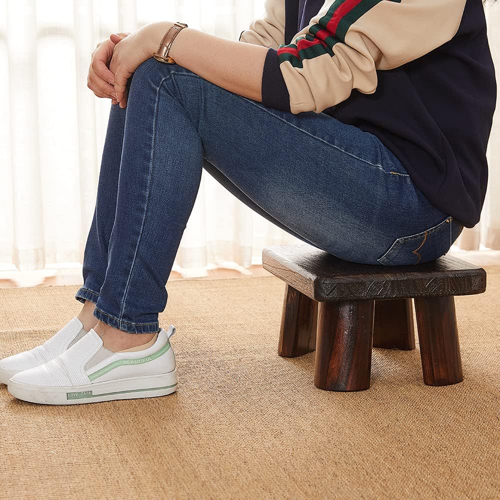 Wooden Stool, Bedside Step Stool, Step Ladder for Kitchen & Bathroom, Foot Rest Stool, Super Sturdy Hold Up to 500 LBS (14.2"x10.6"x7.1")