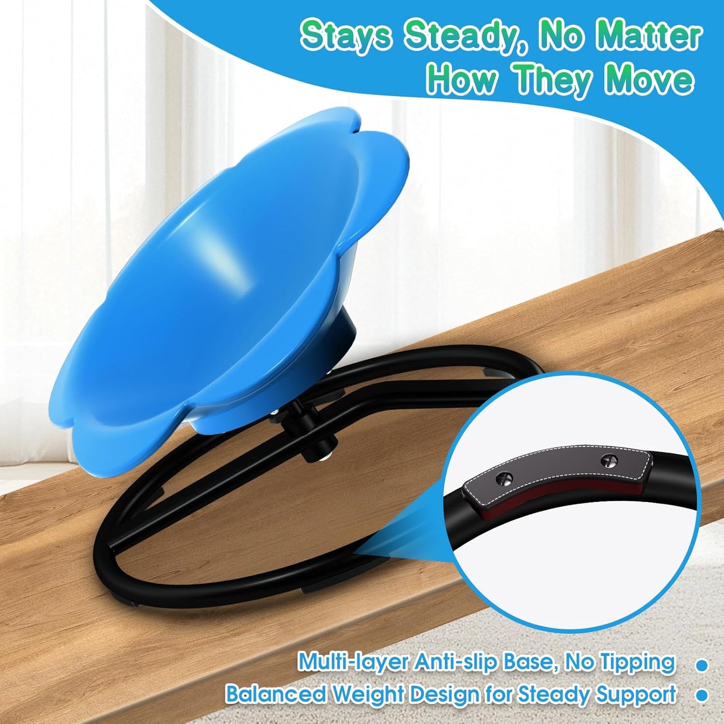 Lucky Flower Spinning Chair for Autism Kids, Sensory Swivel Chair Training Body Coordination, Sit and Spin Autism & ADHD Sensory Toys for Kids, Sensory Products Toys for Ages 3+ (Blue)