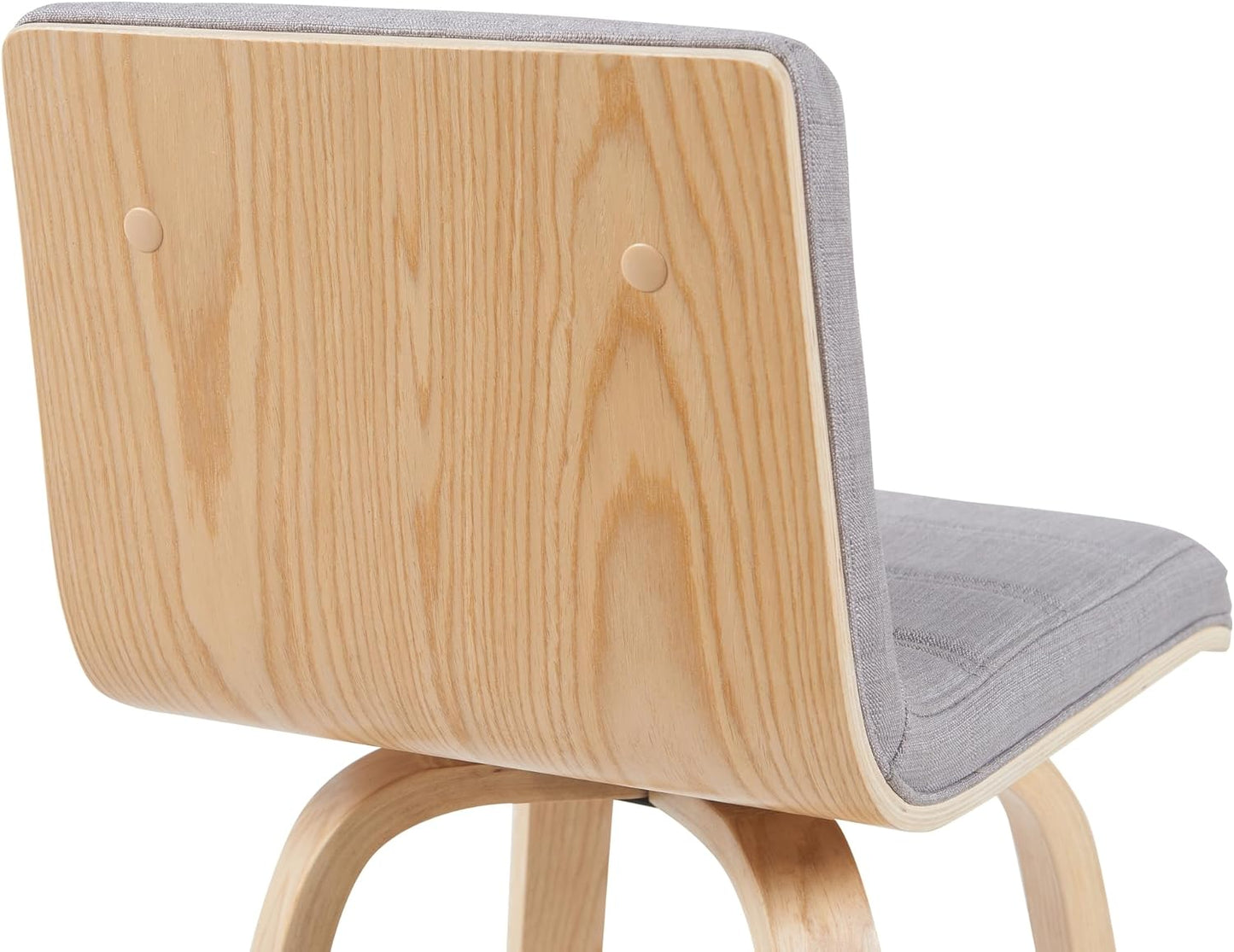 Armen Living Vienna Modern Swivel 30" Bar Height Barstool with Gray Fabric Upholstered Seat and Patterned Oak Wood Finish