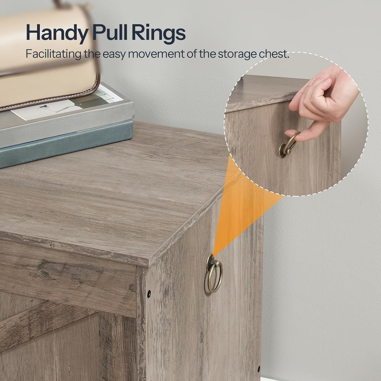 HOOBRO Storage Chest, 43.3" Toy Chest with Drawer, Wooden Storage Bench, Sturdy Entryway Bench Supports 220 lb, Shoe Bench, Safety Hinge, U-Shaped Opening, Easy Assembly, Greige BG711CW01G1