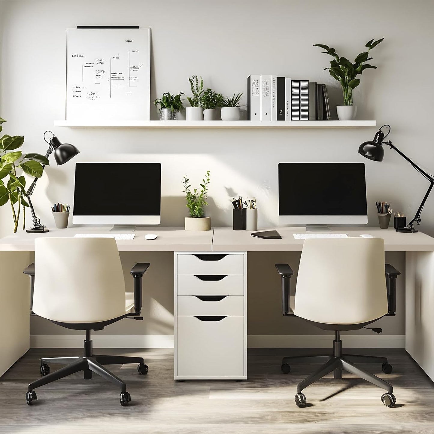 Kaboon Universal Tabletop 55"x23.62" Solid One-Piece Melamine Table Top, Double Desk L-Desk DIY, Home and Office Countertop,Leather/Ivory