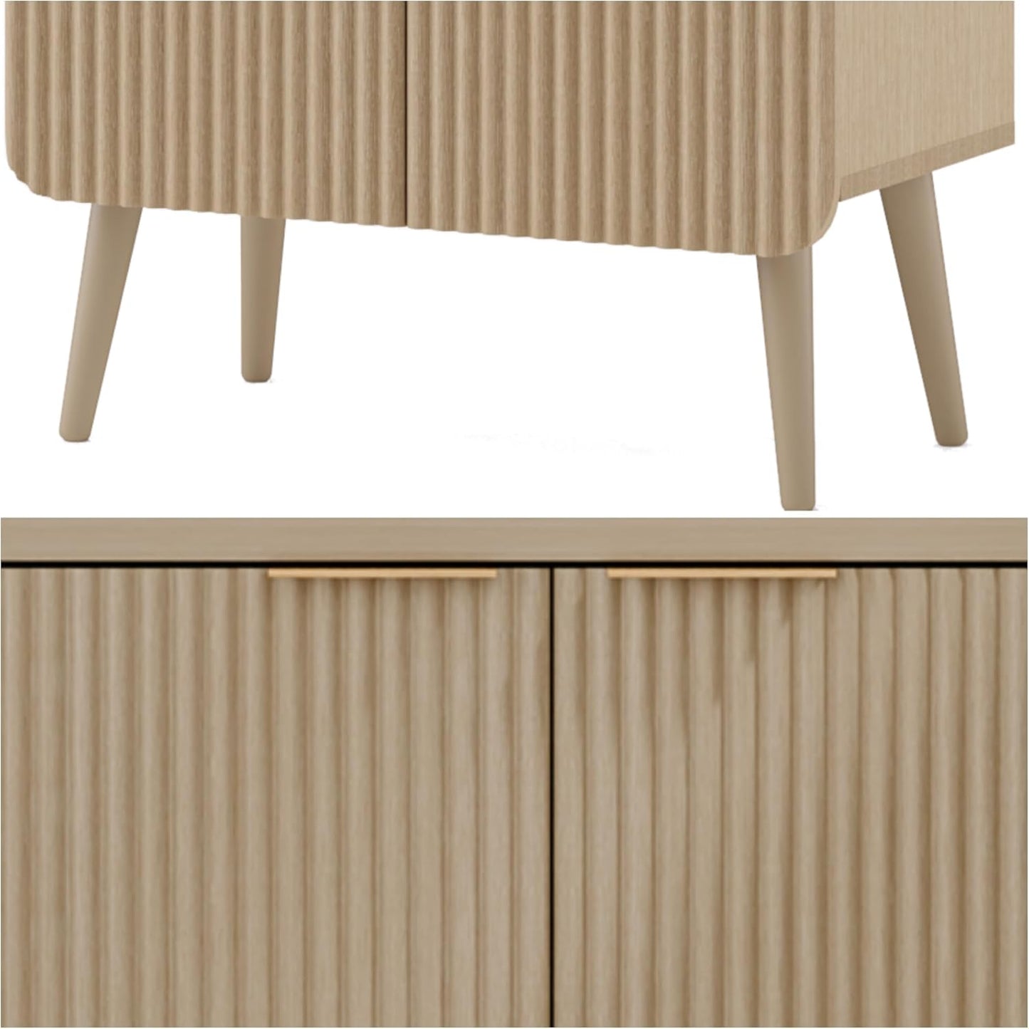 Buffet Cabinet, Sideboard Fluted Cabinet Modern Kitchen Buffet Storage Cabinets with Doors and Shelves, Wood Farmhouse Coffee Bar Station for Entryway & Dining Room & Living Room, Natual Oak