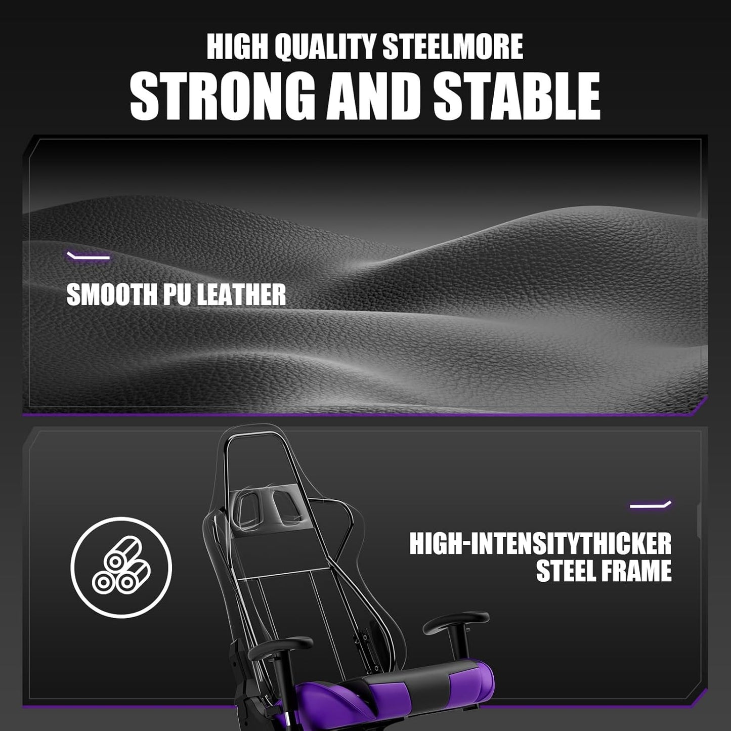 GTRACING Gaming Chair, Ergonomic Office Computer Chair with Lumbar & Headrest Support, Swivel Video Game Chair with Height & Armrest Adjustable for Adults, Purple