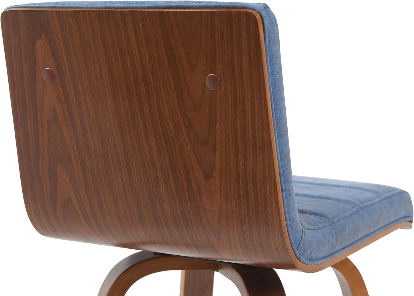 Vienna Modern Counter Height Swivel Bar Stool with Vintage Blue Upholstered Seat and Walnut Finished Wood Frame Set of 4