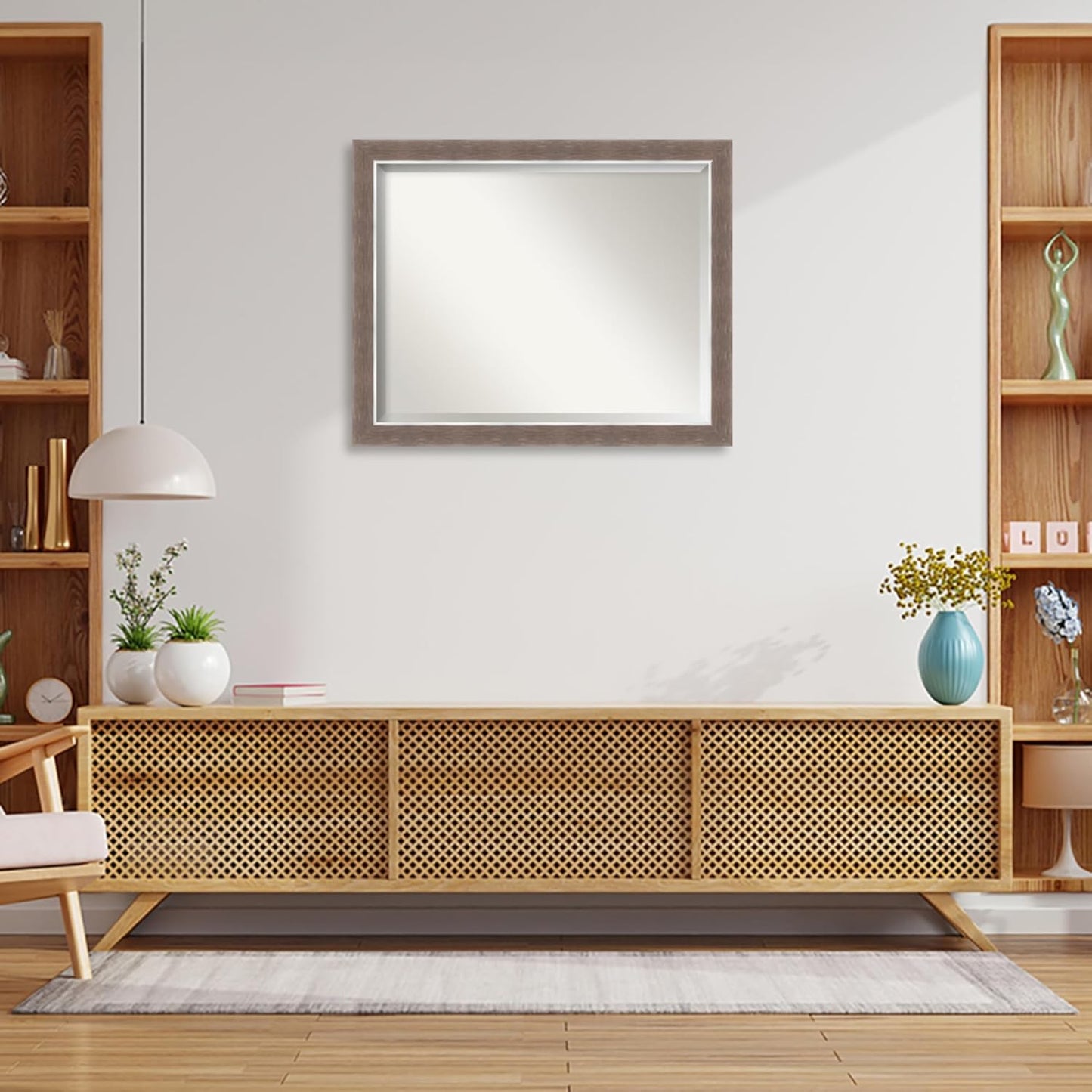 Amanti Art Brown Wall Mirror 26x32 Noble Mocha Rectangle Bathroom Mirror for Wall Decor Living Room, Large Casual Frame, Hangs Horizonally and Vertically, Bathroom Decor, Beveled Edge from WI, USA