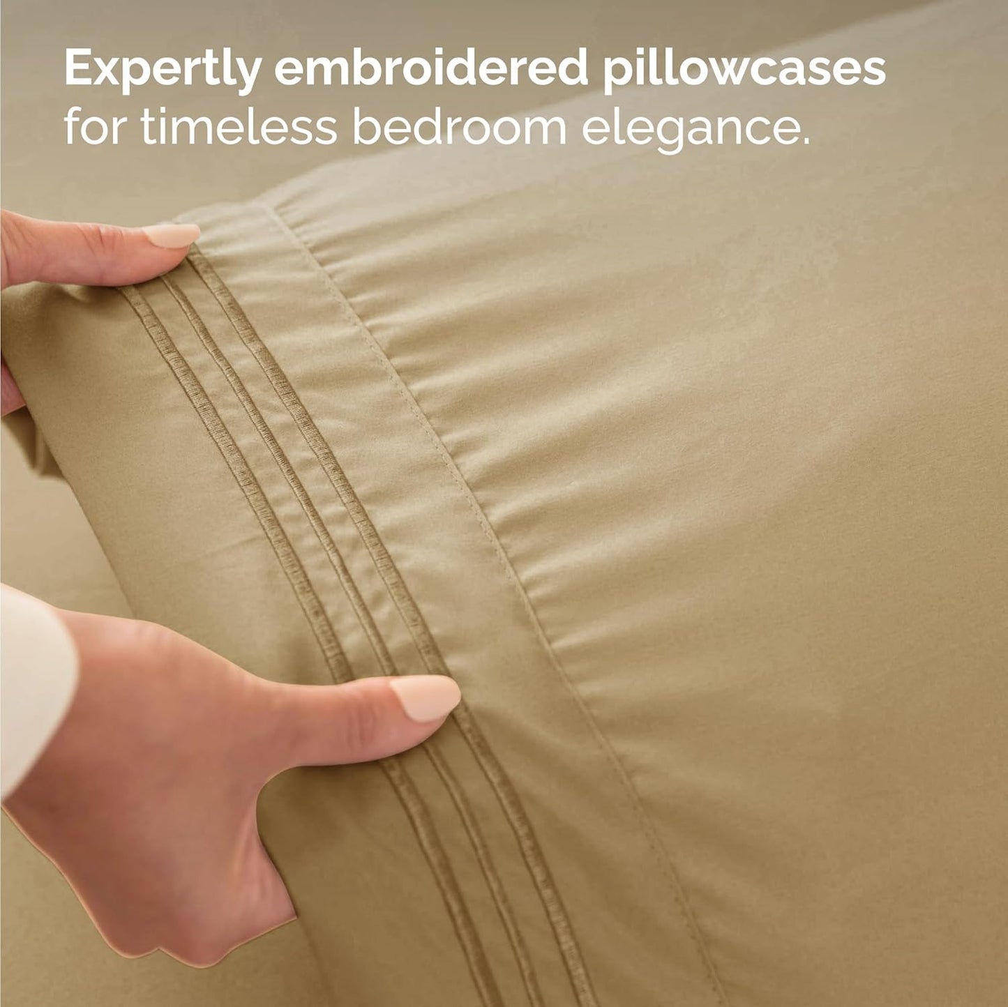 Twin Size 3 Piece Sheet Set - Comfy Breathable & Cooling Bed Sheets Set - Hotel Luxury Bedding for Women, Men, Kids, Teens, Boys & Girls - Deep Pockets, Ultra-Soft and Wrinkle Free - Oeko-Tex - Beige