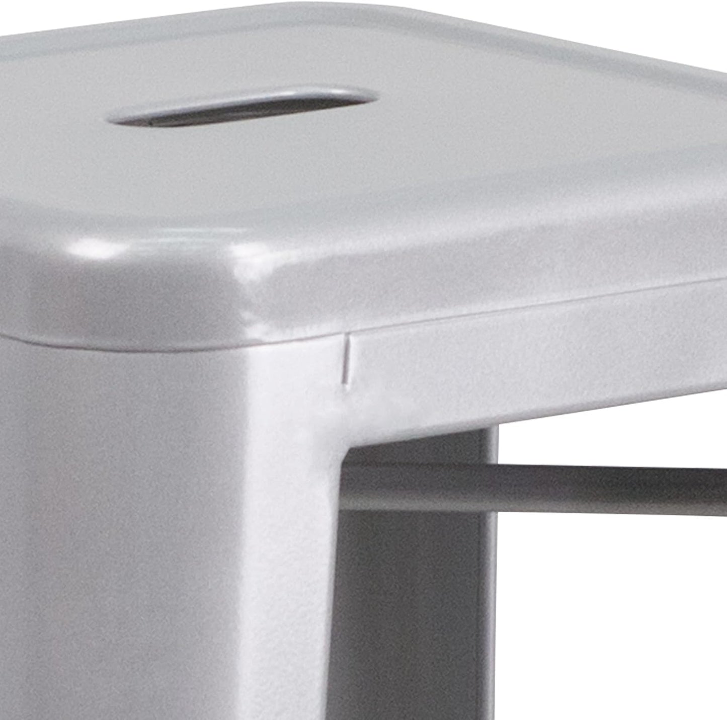 Flash Furniture Lily 4 Pack Commercial Grade 30" High Backless Silver Metal Indoor-Outdoor Barstool with Square Seat