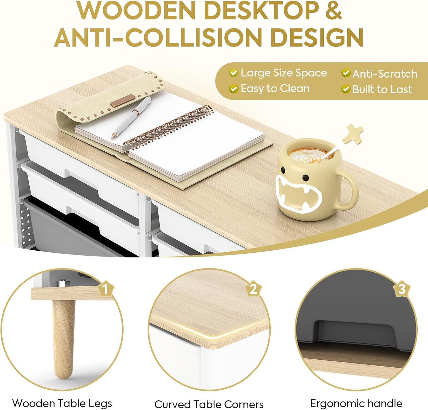 12-Drawer Storage Cabinet with Wooden Tabletop, Versatile Cube Storage Organizer Bin Storage for Home, Office, Playroom, Classroom & Craft Room Storage (Gradient Grey)