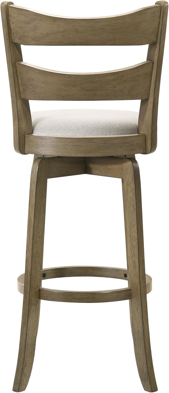 Armen Living Blair 30 in. Putty Brown Bar Height Rubberwood Swivel Barstool with Cream Fabric Seat - Set of 4
