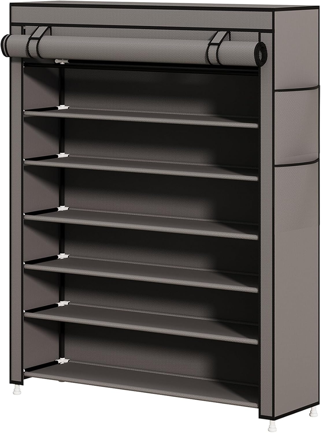 Calmootey 7 Tier Shoe Rack Organizer to Hold 35 Pairs, Portable Shoe Shelf with Nonwoven Fabric Cover for Closet Hallway, Bedroom, Entryway, Grey