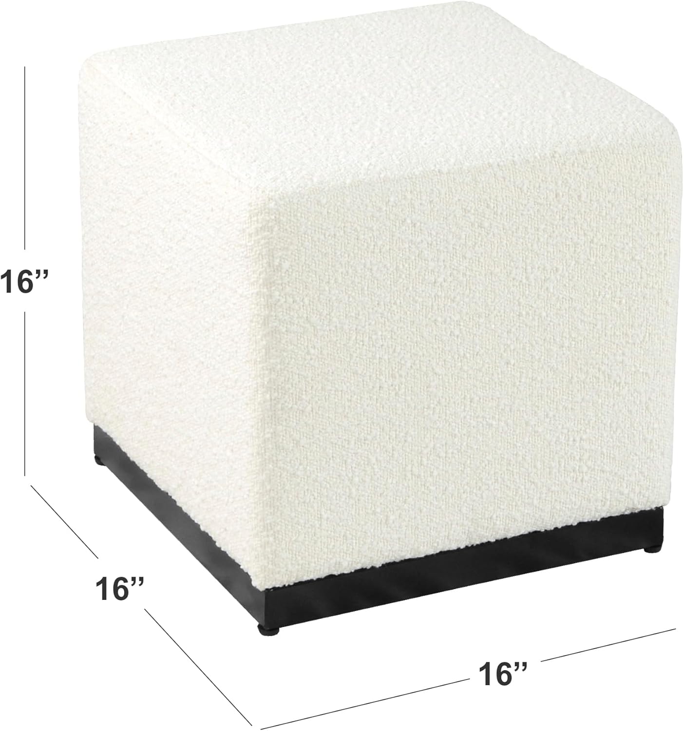 HomePop Cube Ottoman Home Décor |Square Ottoman - Cream Boucle