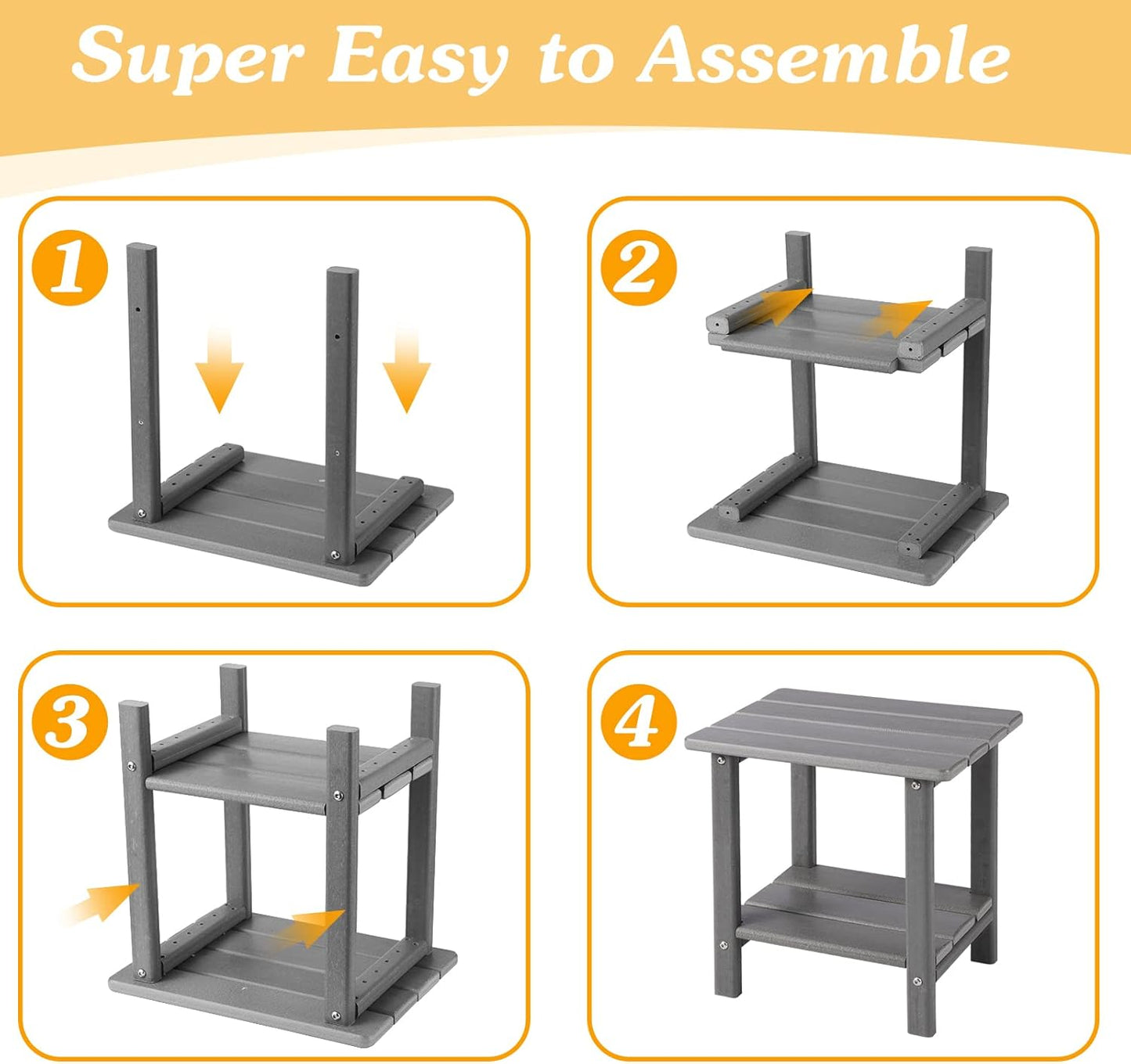 Adirondack Outdoor Side Table, 2-Tier Sturdy Patio End Table Weather Resistant, 16.5" Solid Side Table for Patio, Pool, Porch