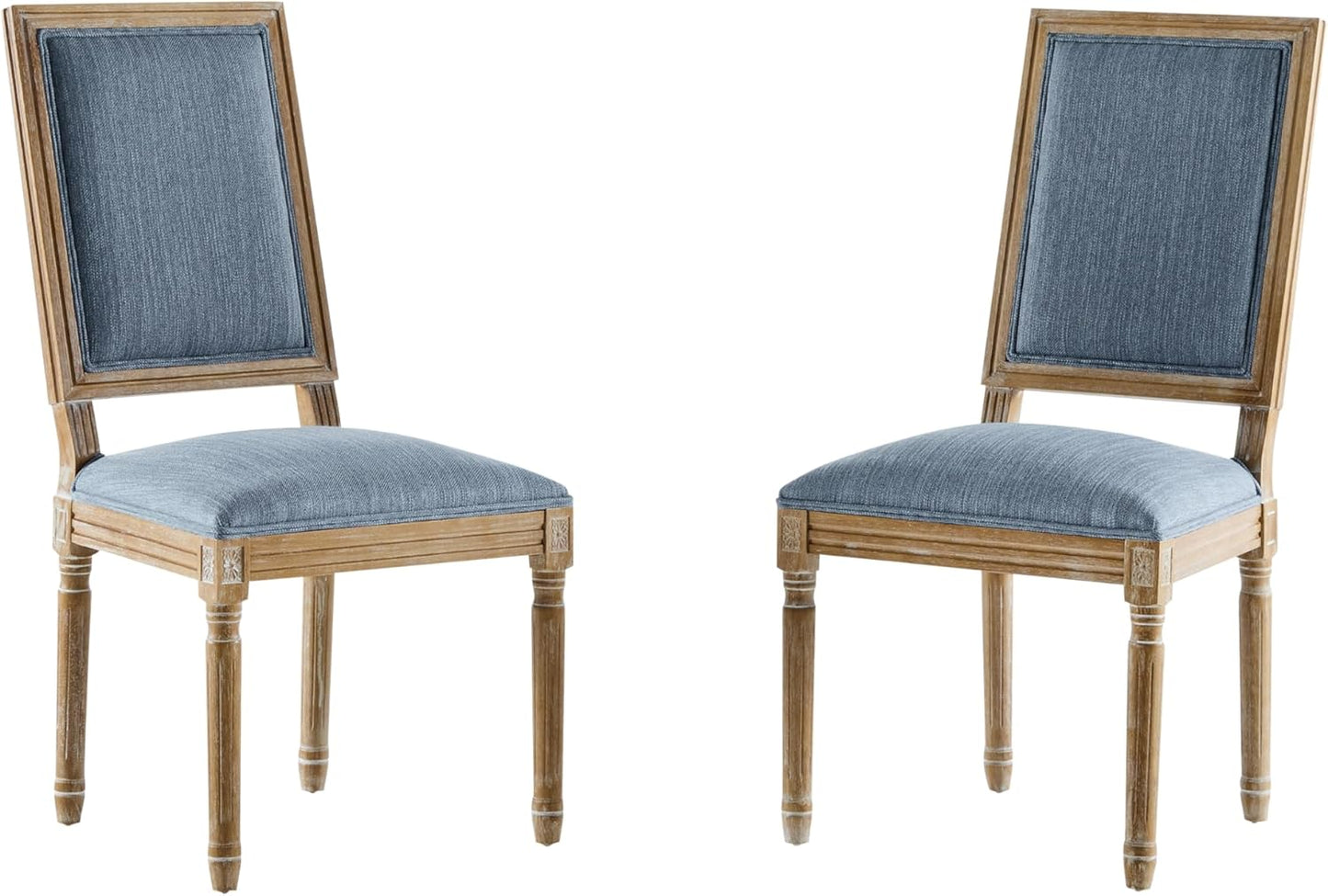 Christopher Knight Home Regina French Country Dining Chairs Set of 2, Wooden Dining Room Chair, High Back Kitchen Side Chair, Fabric Upholstered Armless Extra Seat, Slate Blue