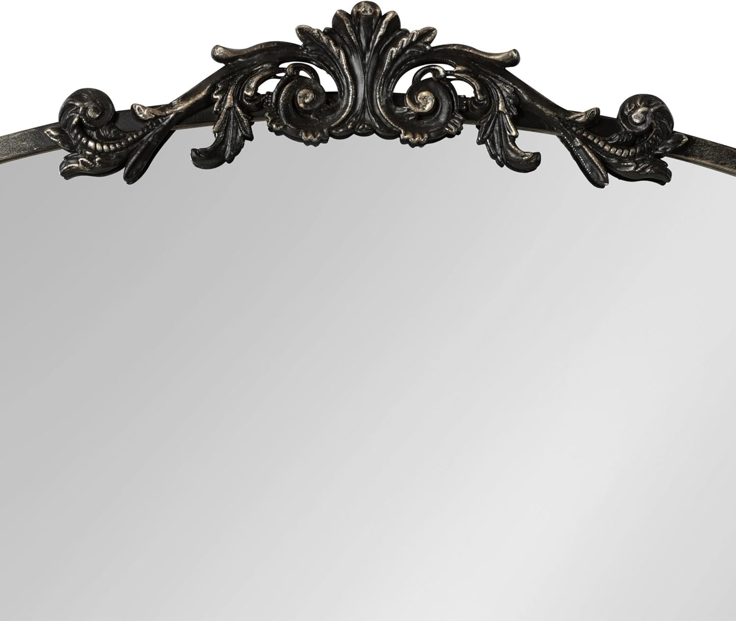 Kate and Laurel Arendahl Ornate Traditional Square Arched Mirror; 28 x 30; Antique Black; Decorative Baroque Style Arch Vintage Mirror with Wide Frame and Ornamental Crown