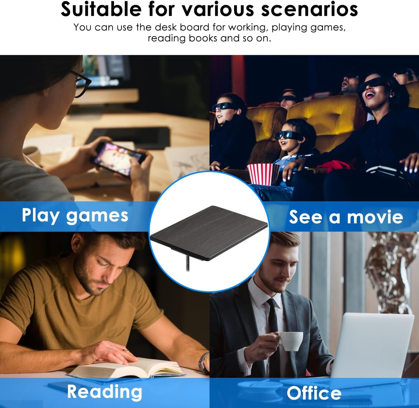 Home Theater Seating Series Swivel Tray Table for Wei lianda Home Theater Seat Dark Wood Pattern