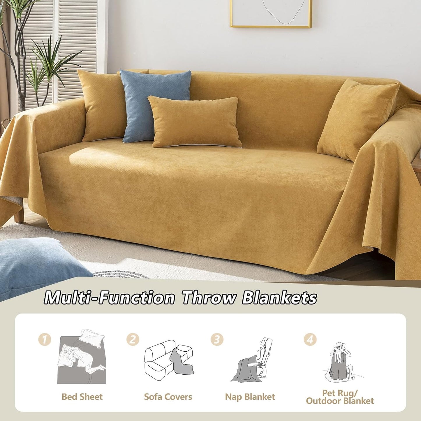 STACYPIK Waterproof Ginger Couch Cover for Sectional, Loveseat Covers, Futon Cover, L Shaped Cover, Anti-Cat Scratch Furniture Protector for 2 Cushion Couch,Washable Pets Protector Sofa Cover-71X71IN