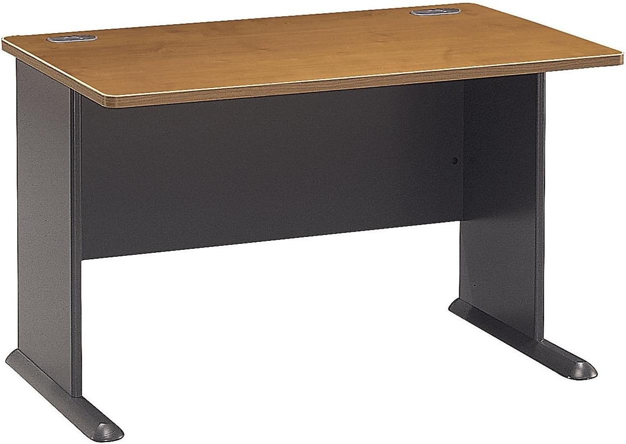 Bush Business Furniture Series A 48W Computer Desk in Natural Cherry and Slate, Small Office Table for Home or Professional Workspace