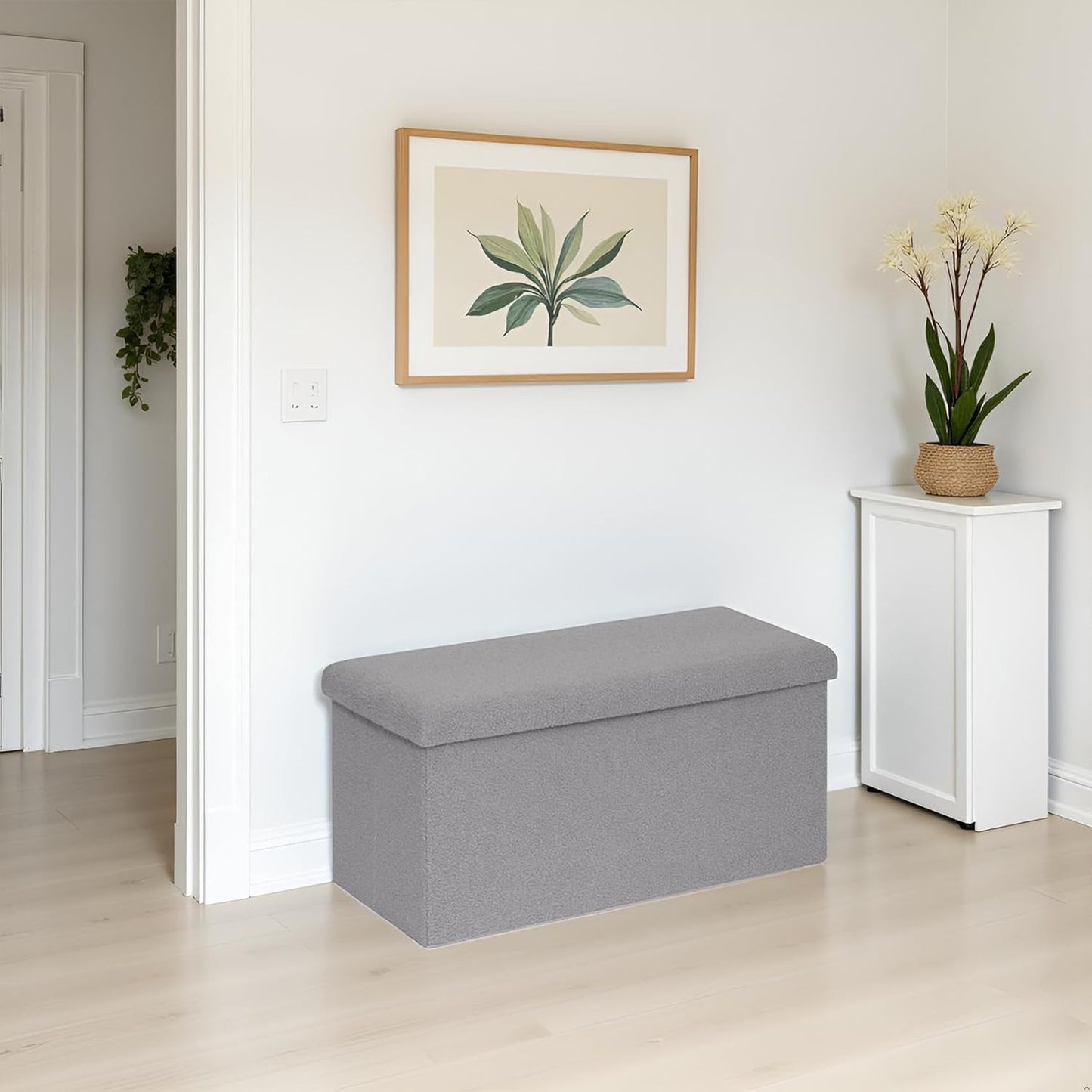 Foldable Storage Ottoman Bench-Footrest Stools for Living Room, Apartment-Multi-Functional Chair with Hidden Compartment, Grey