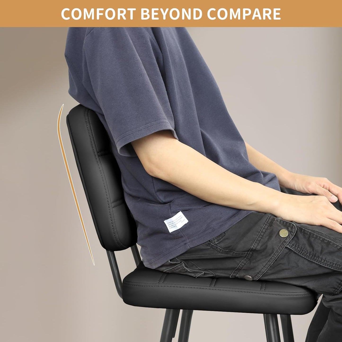 Bar Stools Set of 2, 24 Inch Upholstered Metal Barstool with Back and Footrest, Bar Chair with Metal Base for Dining Room Counter Island, Black