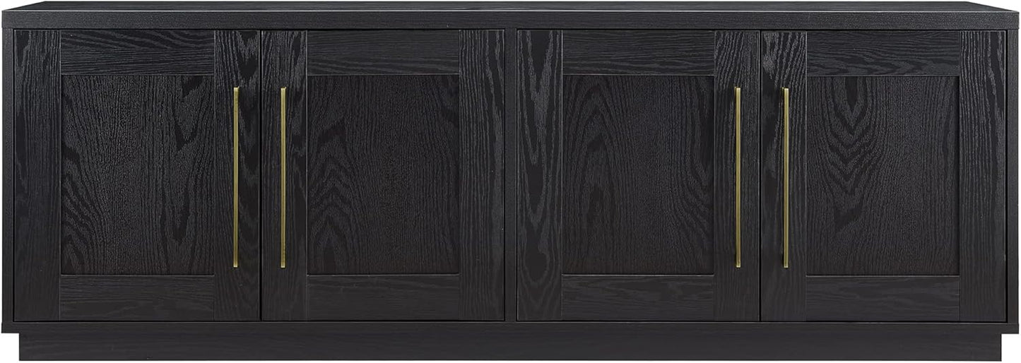 Henn&Hart Tillman Rectangular TV Stand for TV's up to 80" in Black Grain