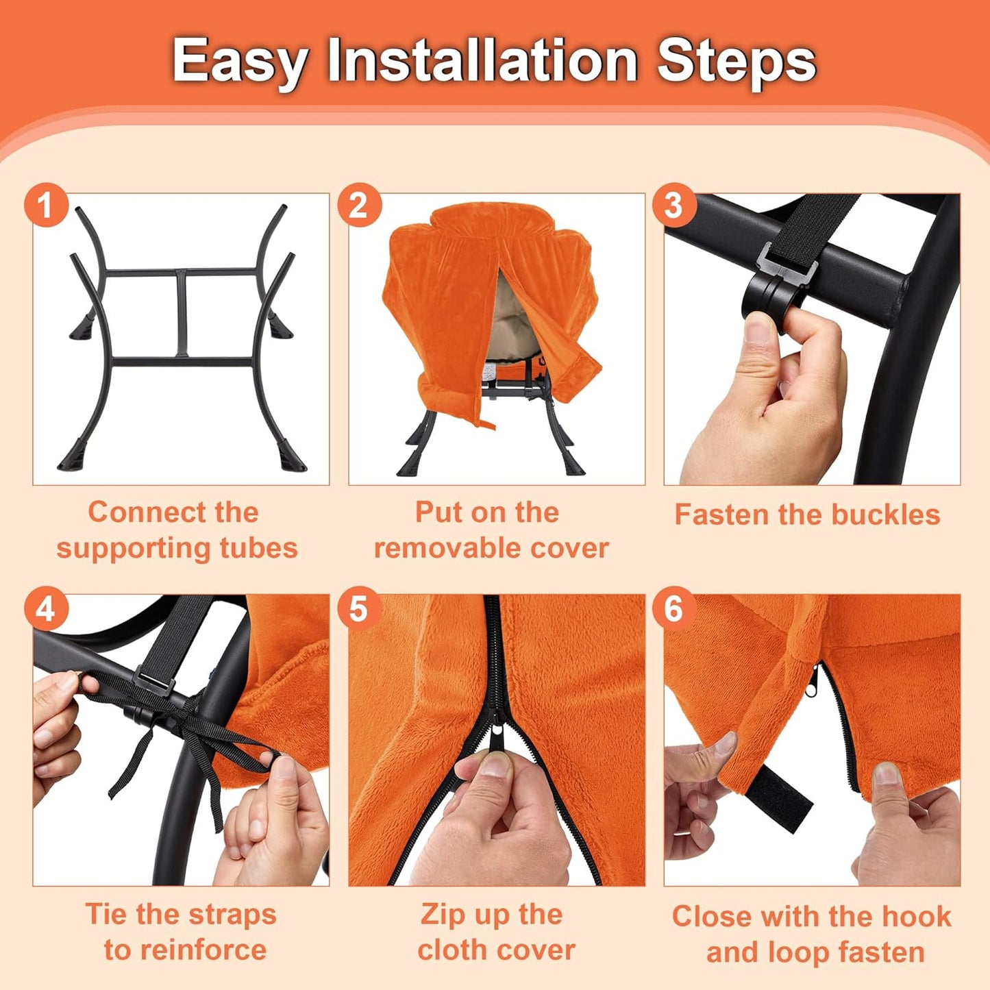 Fabric Lazy Chair for Adults, Oversized Upholstered Sofa Chair, Plush Comfy Lounge Chair with Large Side Storage Pocket, Thick Padded Reading Chair for Living Room, Bedroom, Office, Orange