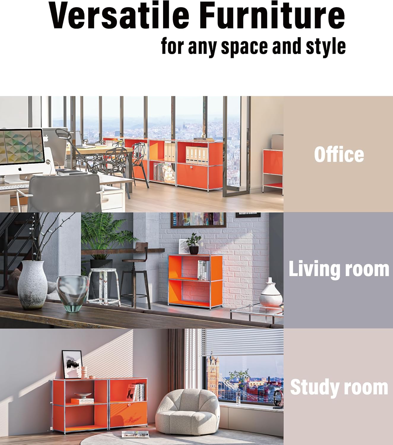 32-Inch 2-Tier Metal Bookcase, Open Shelf Storage Organizer for Living Room, Bedroom, Side Table or Nightstand Use, Modern DIY Assembly, Orange