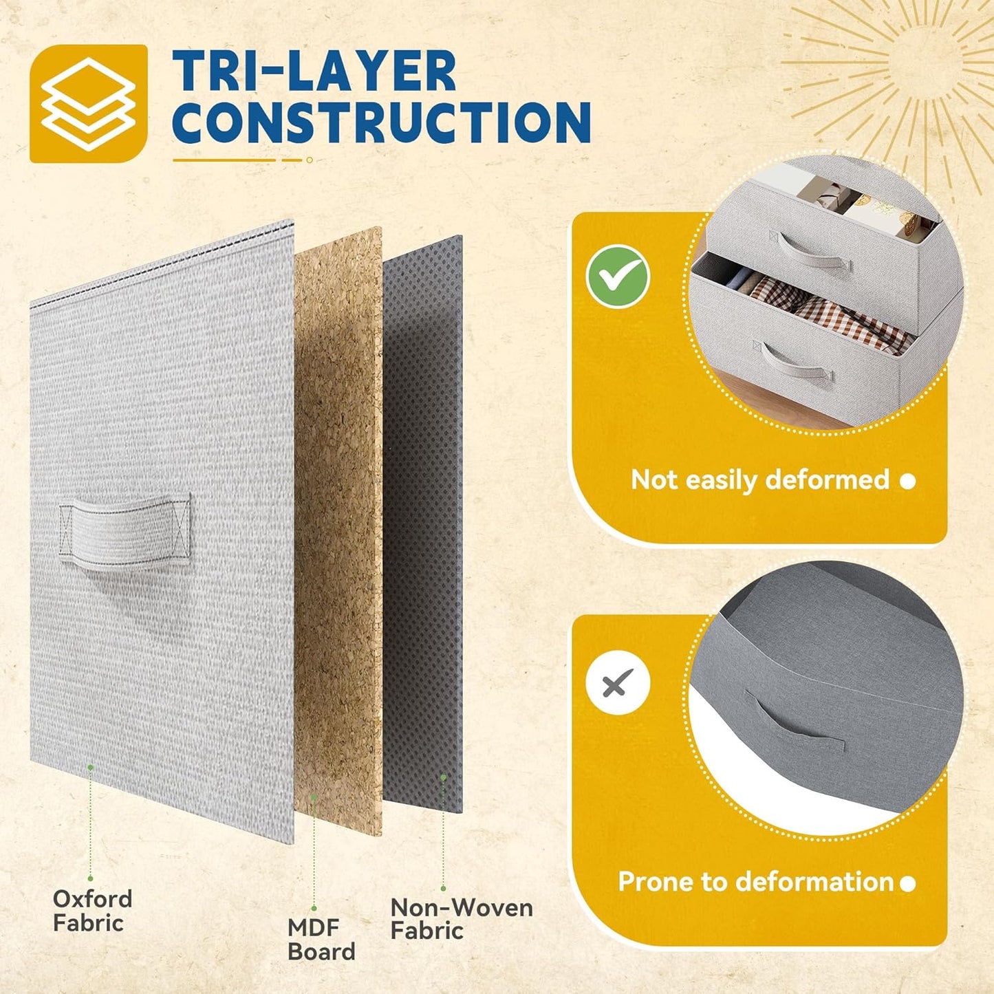 DWVO 4 Drawers Dresser, Dresser for Bedroom, Fabric Storage Tower, Chest of Drawers, Organizer Unit for Closets, Living Room