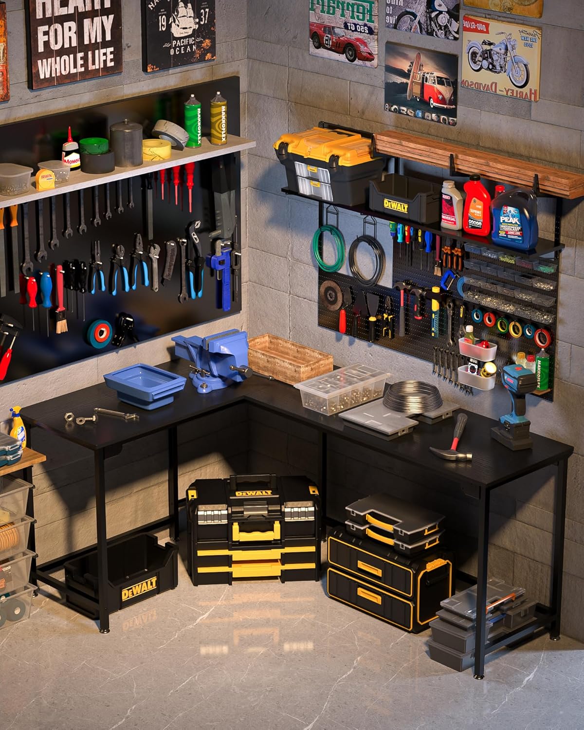 Teraves Modern L Shaped Gaming Desk 66'' Corner Computer Desk for Home Office Gaming Table Study Writing Workstation for Small Space, Easy to Assemble