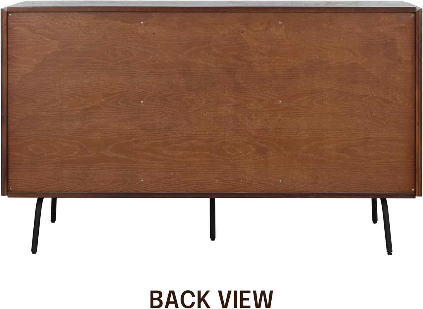 NTC Veil Sideboard with 2 Doors and 3 Drawers, Buffet Cabinet with Vertical Groove Design and Metal Legs, Storage Cabinet for Living Room, and Entryway, Effortless Assembly - Dark Walnut