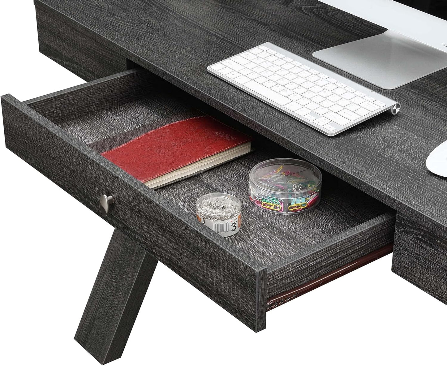 Convenience Concepts Newport 1 Drawer Desk, Weathered Gray