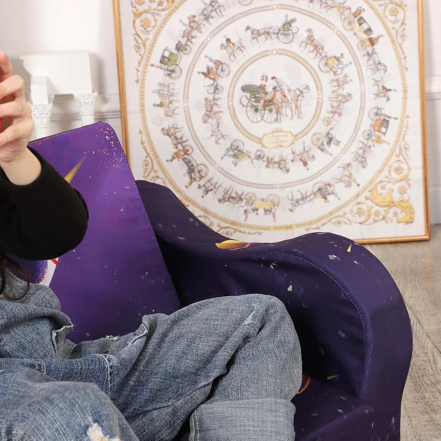 Astronaut Kids Sofa, 2-in-1 Kids Couch Fold Out, Convertible Sofa to Bed for Girls and Boys