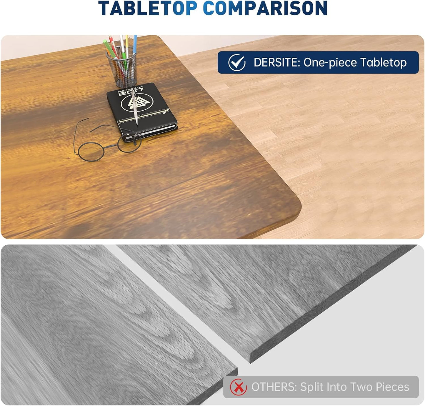 Whole Piece 1-Inch Thick Standing Desk with Side Storage Bag, Cable Management Tray, Monitor Stand Riser, Electric Adjustable Height Rising Table, Ergonomic Office Computer Desks 47.2x23.6 Inch