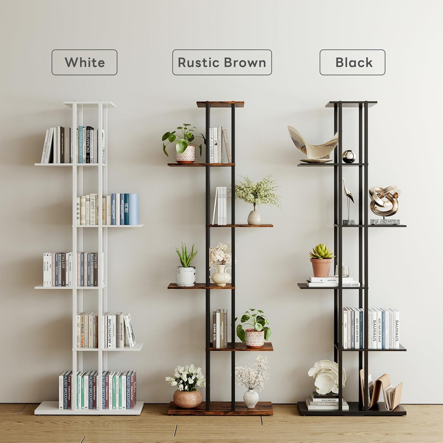 Bookshelf,Small Bookcase for Small Space,6-Tier Bookshelf for Living Room, Home Office, Study,9.45 x 20.8 x 62.2 Inches,Black