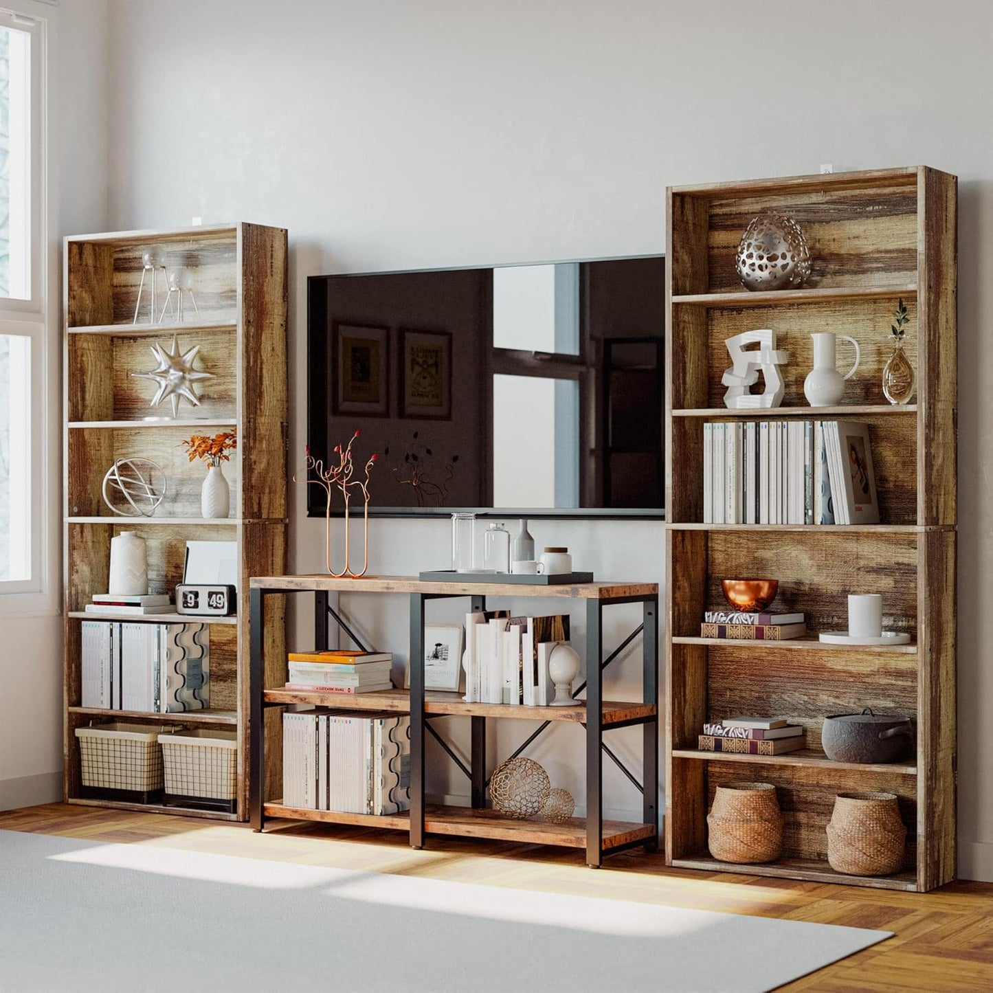 IRONCK Bookshelves and Bookcases Floor Standing 6 Tiers Display Storage Shelves 70 in Tall Bookcase Home Decor Furniture for Home Office, Living Room, Bed Room