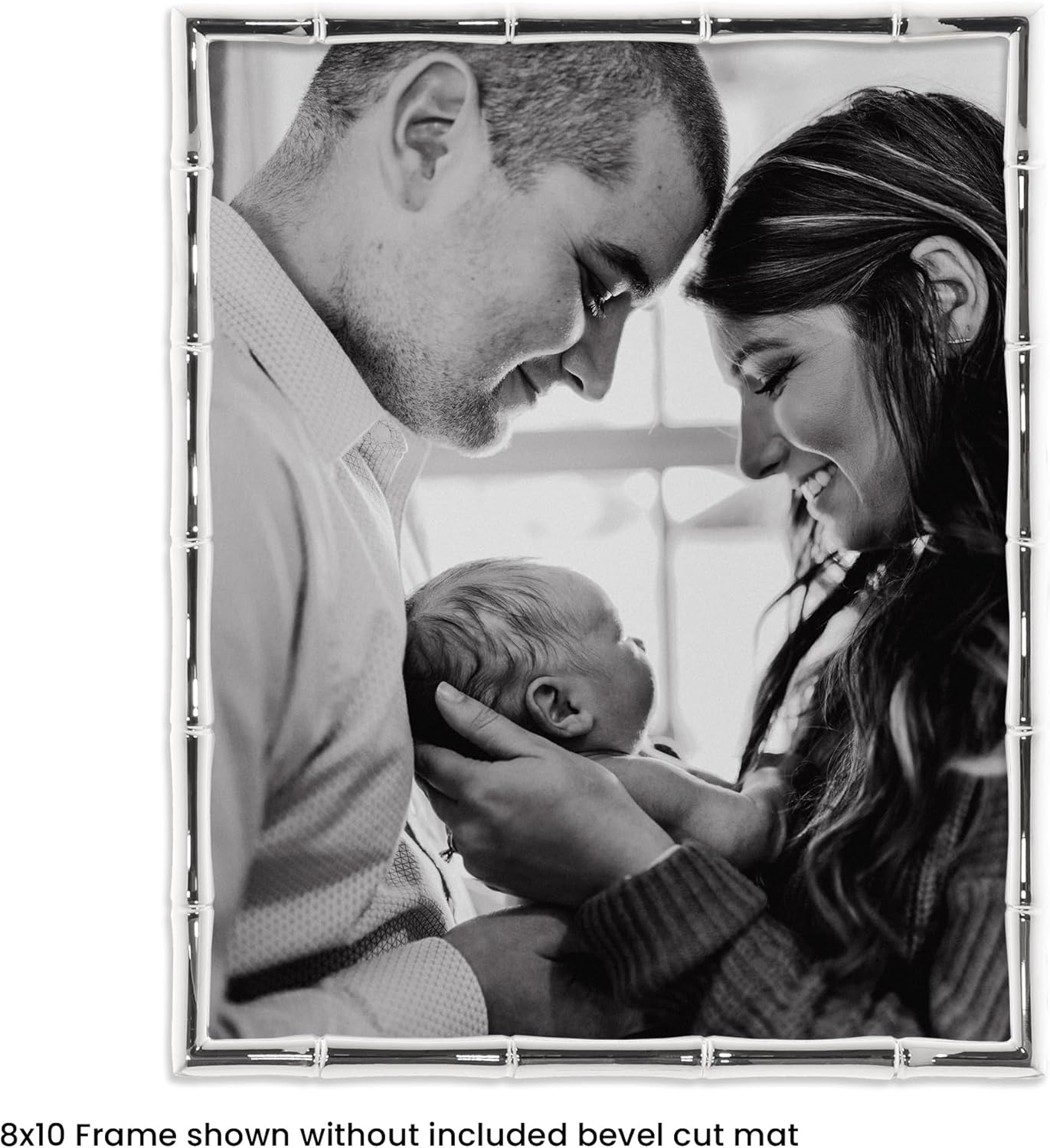 Lawrence Frames Bamboo Design Metal Frame, 8x10, Matted 5x7, Silver