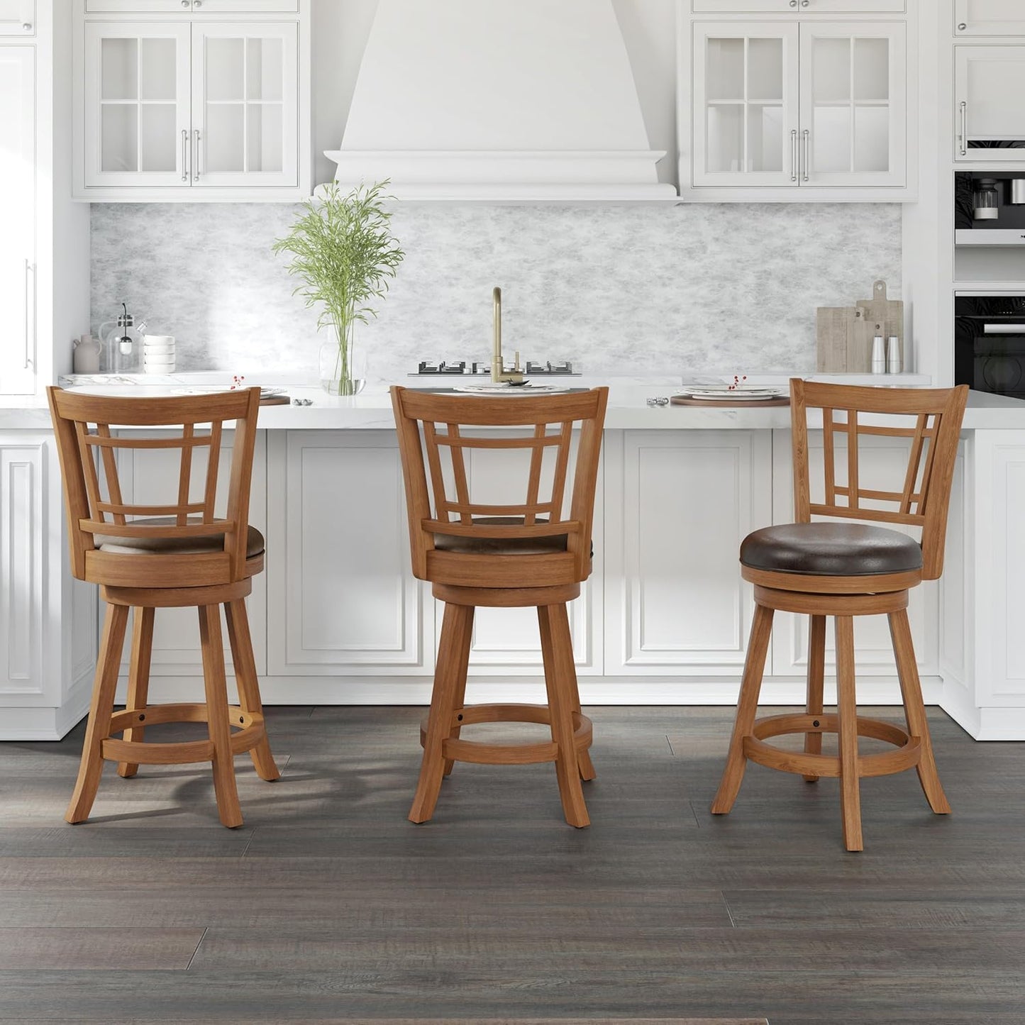 Hillsdale Fairfox Swivel Stool with Rectangular Lattice Back, Counter Height, Oak