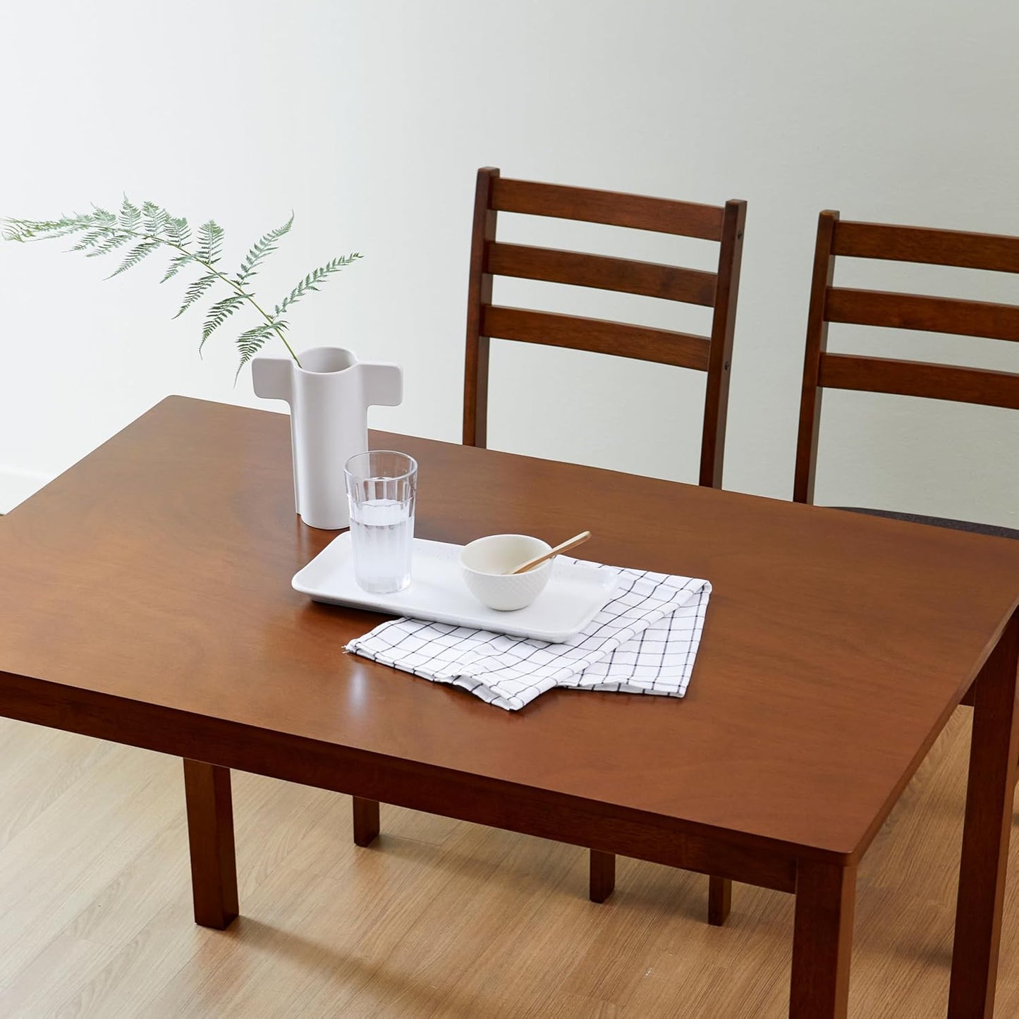 Livinia Seattle 5-Piece Wooden Dining Table Set for 4, Modern Farmhouse Kitchen Dining Room Set with Solid Wood Ladder Back Chairs for Small Space (Antique)