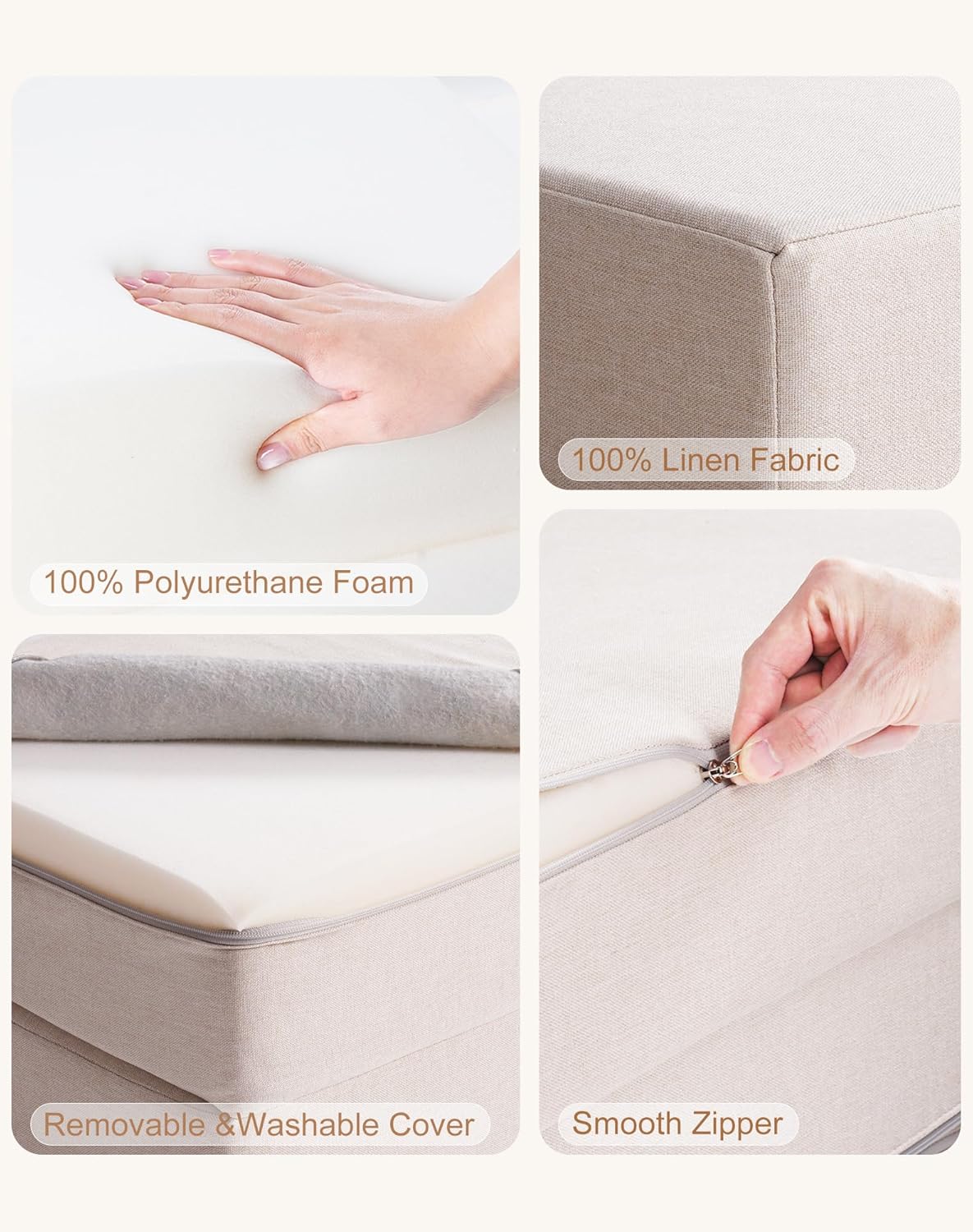 ROBUD Kids Couch, Beige Modular Kids Play Couch, DIY-Style & Washable Toddler Sofa for Playroom, Bedroom, Nursery, WG411