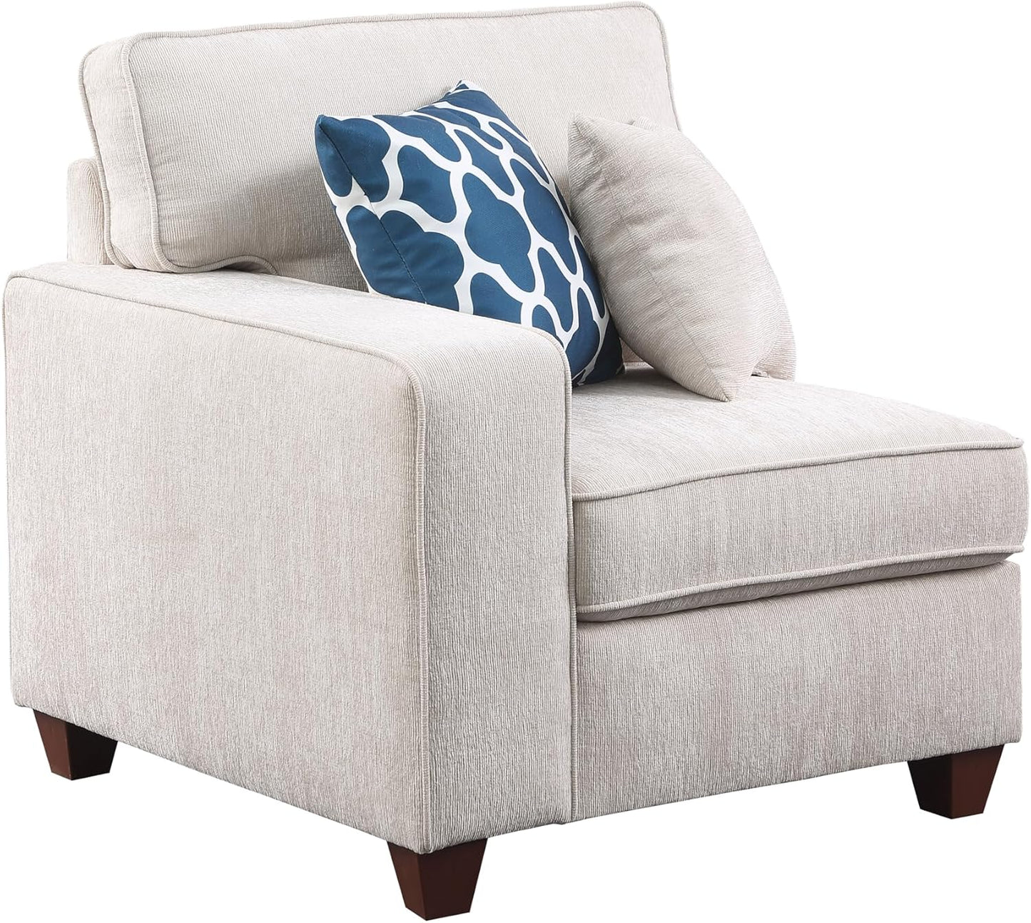 116" Convertible Sectional Couch with Movable Ottoman and 6 Throw Pillows,Chenille Upholstered Comfy Sofa 7 Seater,L-Shaped,Free Combination,Easy Assembly for Living Room,Apartment,Office,Beige