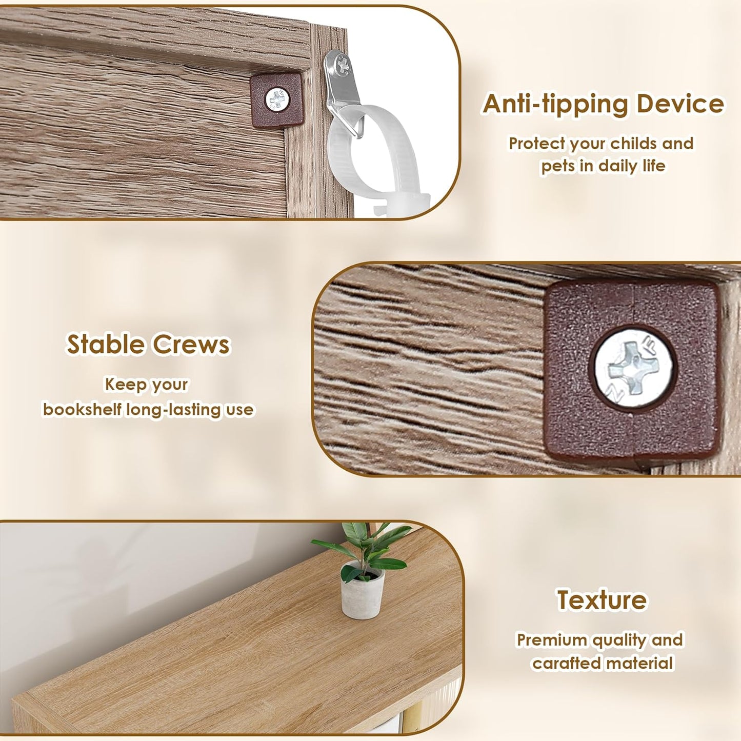 82" Tall Bookshelf, 7-Tier Open Shelves Bookcase, Freestanding Display Storage Shelves, Tall Bookcase Home Decor Furniture for Home Office, Living Room, Bedroom, Light Oak