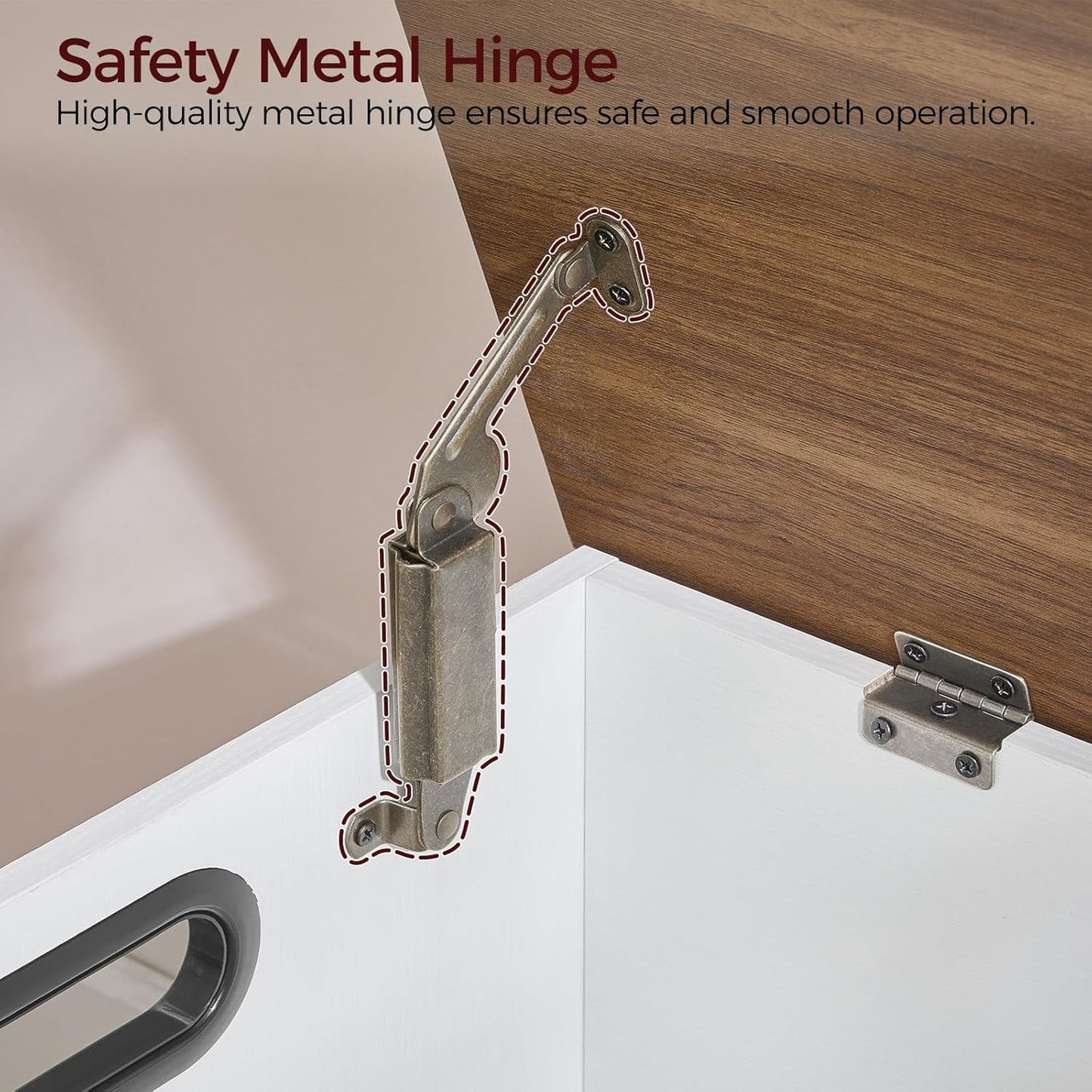 Storage Chest, 39.4” Large Toy Chest, Entryway Storage Trunk, Storage Bench with Safety Hinge, Entrance Bench for Living Room, Entrance, Bedroom, White+Walnut SCBZ48301