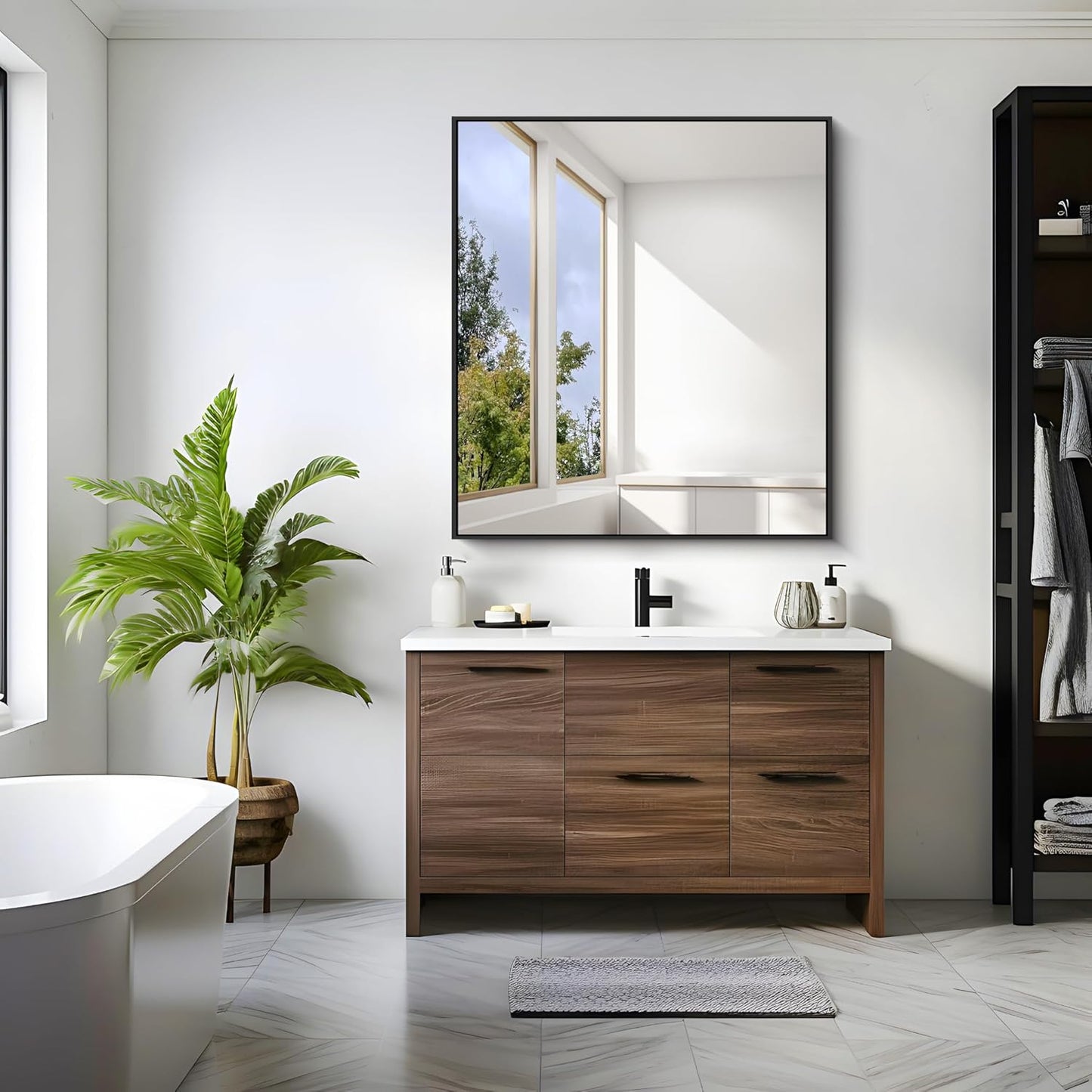 KOCUUY Black Rectangle Mirror, 36"x40" Bathroom Mirrors for Over Sink, Large Black Wall Mounted Mirror, Metal Framed Mirror for Wall, Vanity Mirror for Bathroom Living Room Bedroom Dining Room