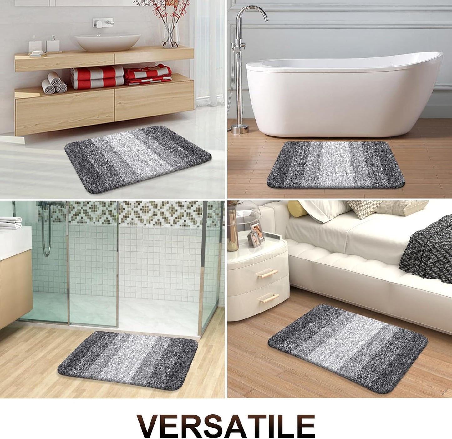 OLANLY Bathroom Rugs Mat 34x21, Extra Soft Absorbent Microfiber Bath Rugs, Rubber Backing, Quick Dry, Machine Washable Bath Mats for Bathroom Floor, Tub and Shower, Home Decor Accessories, Grey