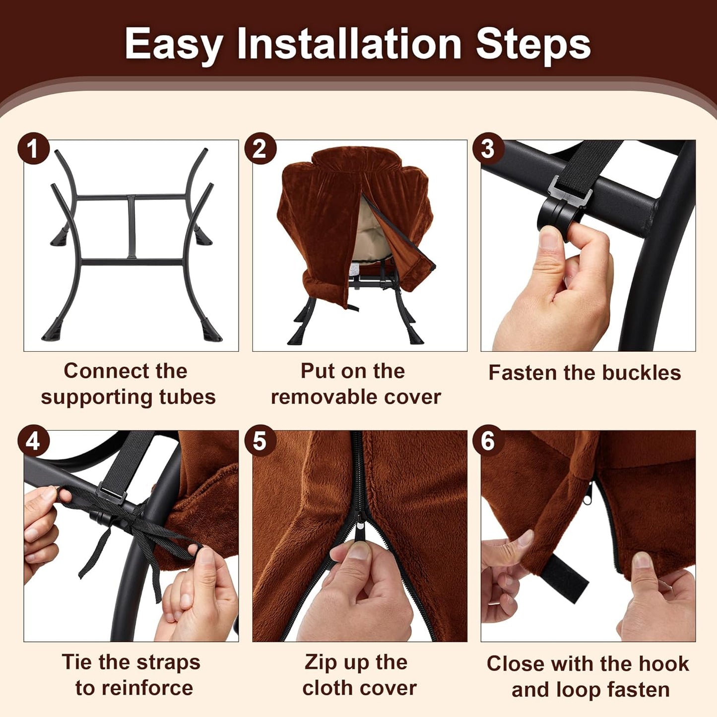 Fabric Lazy Chair for Adults, Oversized Upholstered Sofa Chair, Plush Comfy Lounge Chair with Large Side Storage Pocket, Thick Padded Reading Chair for Living Room, Bedroom, Study Room, Brown