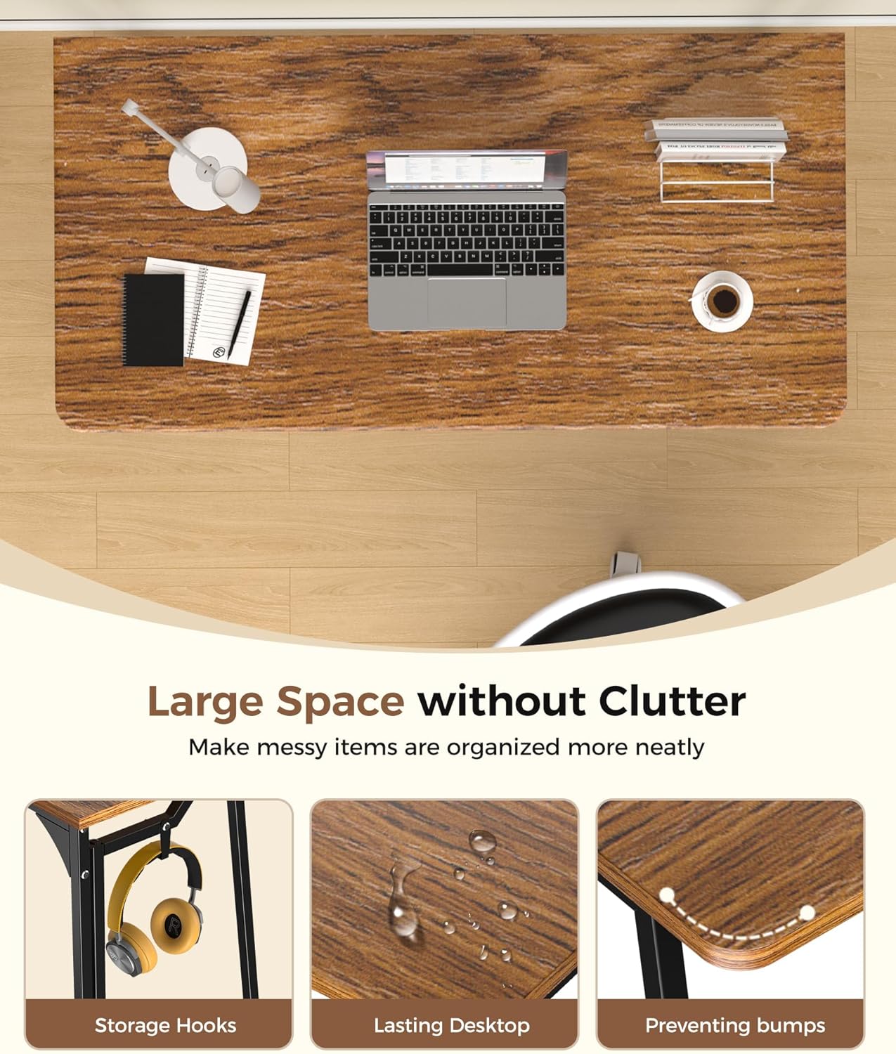 Folding Desk Small Foldable Desk for Small Space, 31.5 Inches Writing Computer Desks in Study, Home Office Foldable Office Desks for Bedroom, Rustic